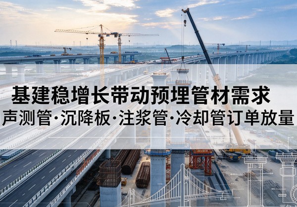 称多基建稳增长带动预埋监测管材需求，声测管、沉降板、注浆管订单持续放量